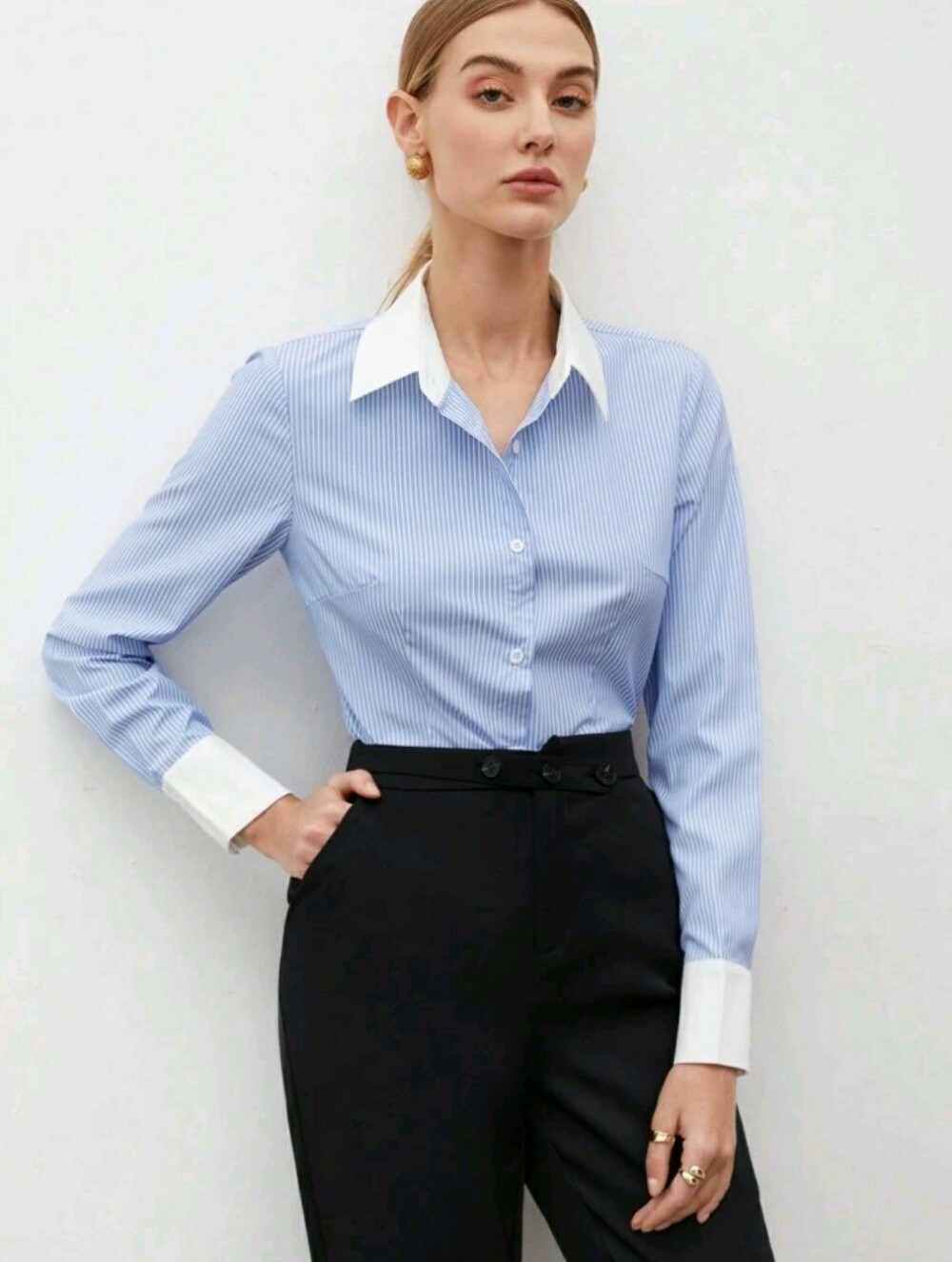 Classic Shirt with White Collar Size S